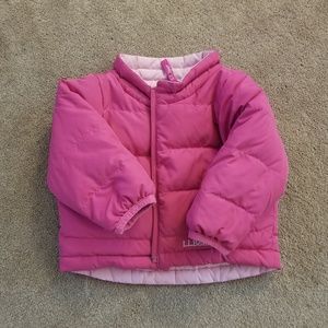 LL Bean Infant Girls Reversible Down Coat